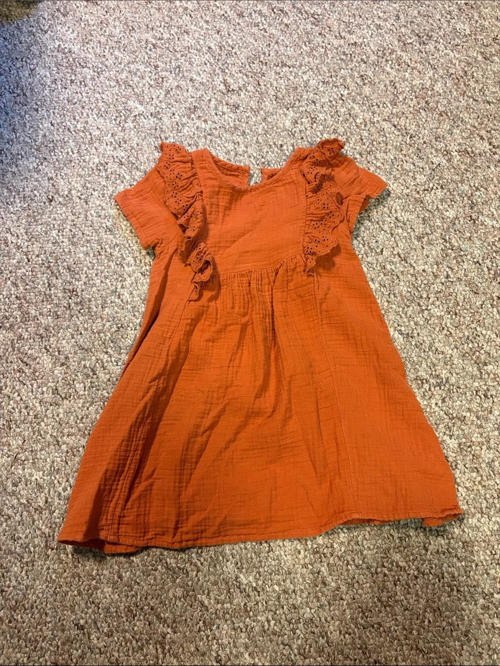 Cat & Jack Orange Ruffle-Sleeve Cotton Dress